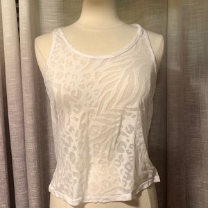 Ambiance appareal white sheer animal print tank size small